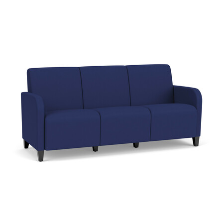 LESRO Siena Lounge Reception 3 Seat Tandem Seating No Center Arms, Black, OH Cobalt Upholstery SN3101